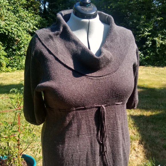 Torrid 2X Grey Soft Wool Cowl-Neck Mini Sweater Dress with Cinch Empire Waist - Picture 1 of 8